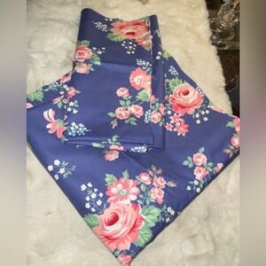 2 yards Riley Blake NOTTING HILL 10200D Navy Blue Pink Roses Floral Quilt Fanfic